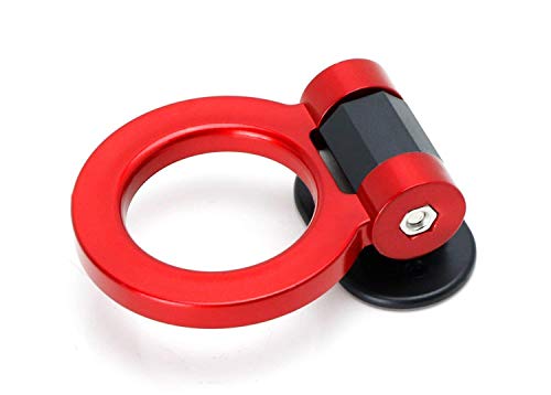 iJDMTOY Red Universal Ring Track Racing Style Tow Hook Aesthetic Decoration Kit Compatible With Any Car SUV Truck (Not Functional, Decorative Purpose ONLY)