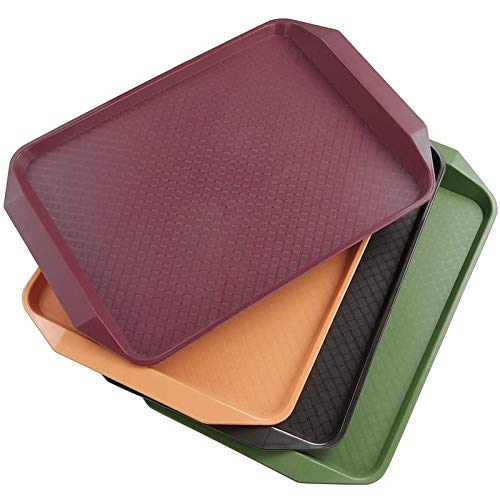 Qskely Plastic Fast Food Trays for Eating, 17" x 11.8", Set of 4