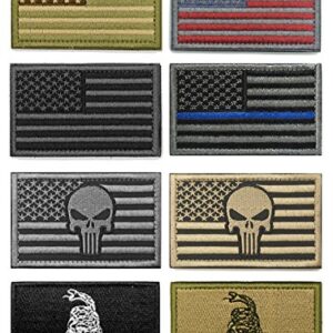 WZT Bundle 8 Pieces American Flag Tactical Morale Military Patch Set