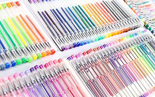 feela 360 Colors Gel Pens Set 180 Unique Gel Pen Plus 180 Refills for Adult Coloring Books Drawing