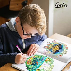 feela 360 Colors Gel Pens Set 180 Unique Gel Pen Plus 180 Refills for Adult Coloring Books Drawing