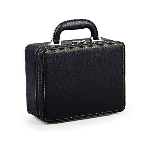 Oirlv Black Leather Travel Jewelry Box Jewelry Storage Case