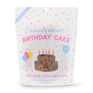 bocce's bakery birthday cake treats for dogs - special edition wheat-free dog treats, made with real ingredients, baked in the usa, all-natural peanut butter vanilla biscuits, 5 oz