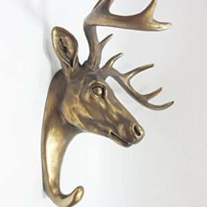 Pacific Giftware Wild Animal Head Single Wall Hook Hanger Animal Shape Rustic Faux Bronze Decorative Wall Sculpture (Buck)