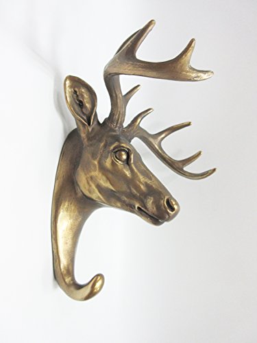 Pacific Giftware Wild Animal Head Single Wall Hook Hanger Animal Shape Rustic Faux Bronze Decorative Wall Sculpture (Buck)
