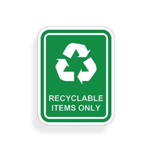 recycling items only sticker vinyl die cut recycling decal with recycle logo label home office work