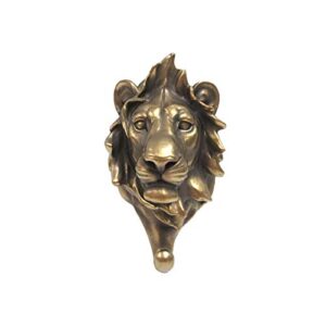 pacific giftware wild animal head single wall hook hanger animal shape rustic faux bronze decorative wall sculpture (lion)