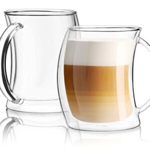 JoyJolt Caleo Collection Double Wall Insulated Glass Coffee Cups (Set Of 2) -13-Ounces