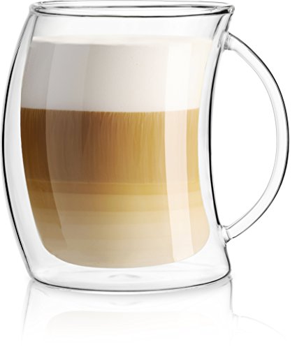 JoyJolt Caleo Collection Double Wall Insulated Glass Coffee Cups (Set Of 2) -13-Ounces