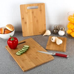 Classic Cuisine 3 Piece Set Bamboo Cutting Board, Natural