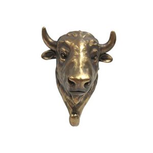 pacific giftware wild animal head single wall hook hanger animal shape rustic faux bronze decorative wall sculpture (bull)