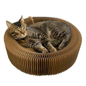bobbypet cat scratcher lounge bed - collapsible round shape for big cat