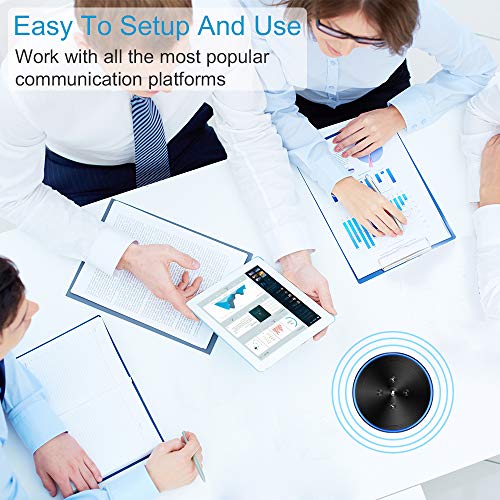 EMEET Bluetooth Conference Speaker M1 Black Conference USB Speakerphone Business Conference Phone 360° Audio Pickup LED Indicate Conference Call Speaker 6+1 Mics, Skype Mobile Phone for Home Office