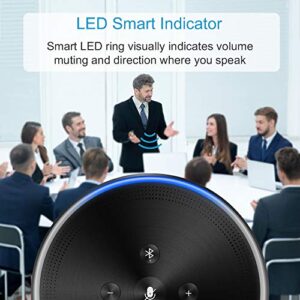 EMEET Bluetooth Conference Speaker M1 Black Conference USB Speakerphone Business Conference Phone 360° Audio Pickup LED Indicate Conference Call Speaker 6+1 Mics, Skype Mobile Phone for Home Office