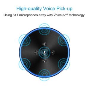 EMEET Bluetooth Conference Speaker M1 Black Conference USB Speakerphone Business Conference Phone 360° Audio Pickup LED Indicate Conference Call Speaker 6+1 Mics, Skype Mobile Phone for Home Office