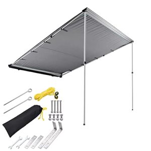 yescom 6.6'x8.2' car side awning rooftop pull out tent shelter pu2000mm uv50+ shade suv outdoor camping travel grey
