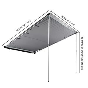 Yescom 6.6'x8.2' Car Side Awning Rooftop Pull Out Tent Shelter PU2000mm UV50+ Shade SUV Outdoor Camping Travel Grey