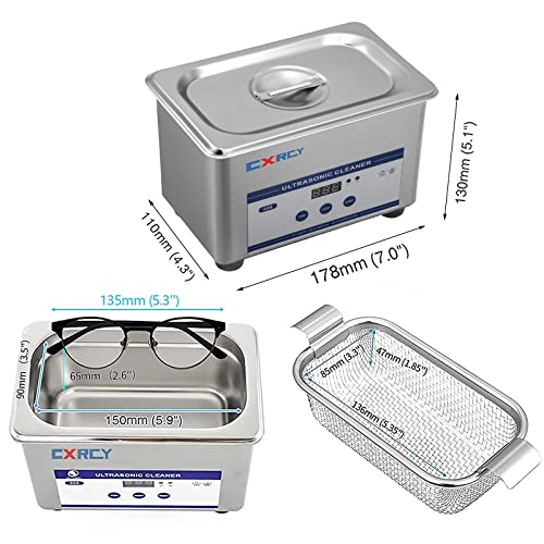 CXRCY 0.8L Ultrasonic Cleaner Lab Diamond Cleaner Machine with Timer for Jewelry Diamond Rings Watch Glasses Parts Circuit Board Dental Instruments