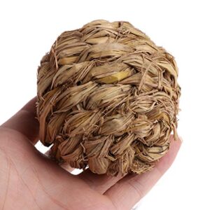 amrka pet chew toy woven grass ball with bell for rabbit hamster guinea pig chinchillas 10cm/3.94"