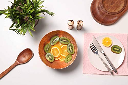 GoCraft Pure Copper Mixing Bowl with Hammered Finish for Salad, Egg Beating, Decorative & Kitchen Serving Purposes - 7.5" (Medium)