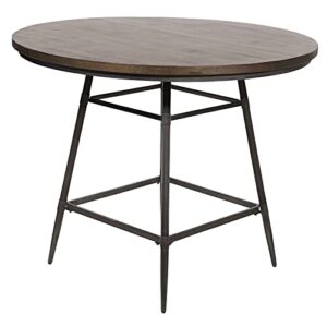 furniture of america haliana 45" round counter height dining table in weathered brown gray