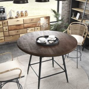 Furniture of America Haliana 45" Round Counter Height Dining Table in Weathered Brown Gray