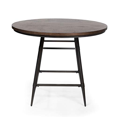 Furniture of America Haliana 45" Round Counter Height Dining Table in Weathered Brown Gray