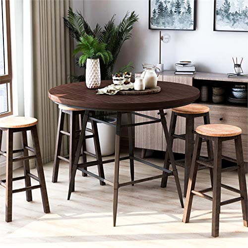 Furniture of America Haliana 45" Round Counter Height Dining Table in Weathered Brown Gray