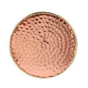 GoCraft Hammered Copper Coasters | Handmade Coasters with Padded Cork Protection for Drinks, Beverages & Wine/Bar Glasses (Set of 4)