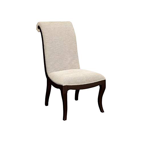 Furniture of America Gudrun Fabric Side Chair in Espresso and Beige (Set of 2)