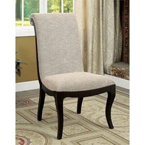 Furniture of America Gudrun Fabric Side Chair in Espresso and Beige (Set of 2)