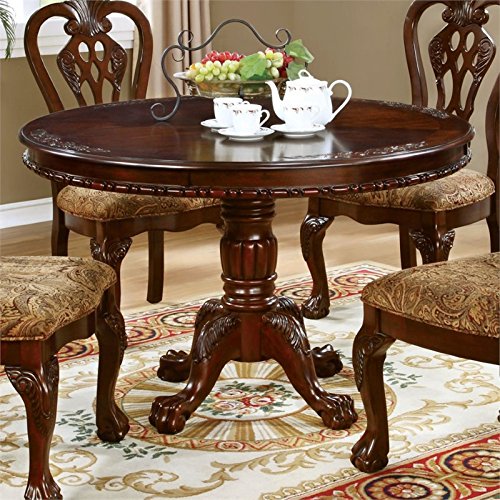 Furniture of America Wilson Traditional Wood Round Dining Table in Brown Cherry