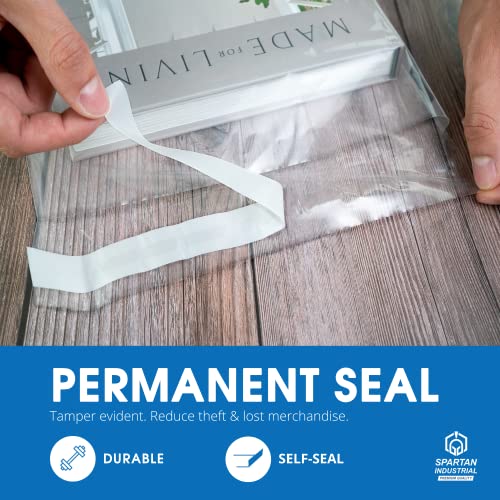 Spartan Industrial - 14” X 20” (200 Count) Self Seal Clear Poly Bags with Suffocation Warning for Packaging, Clothes & FBA - Permanent Adhesive