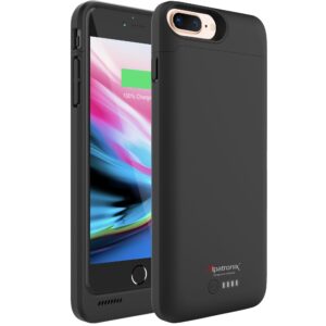 alpatronix iphone 8 plus/7 plus/6s plus/6 plus battery case, portable protective charger case with wireless charging and built in rechargeable battery pack for extended charging - bx190plus – black