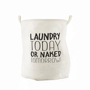 vjj aidear wash today round cloth laundry hamper with handles| dirty clothes sorter | 21.6" easy storage | foldable | beige linen