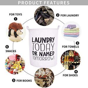 VJJ AIDEAR Wash Today Round Cloth Laundry Hamper with Handles| Dirty Clothes Sorter | 21.6" Easy Storage | Foldable | Beige Linen