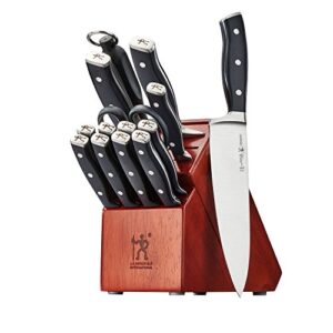 henckels forged accent razor-sharp 15-piece knife set, chef knife, bread knife, steak knife, german engineered knife informed by over 100 years of mastery