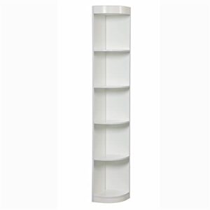 furniture of america maleena contemporary wood 5-shelf corner bookcase in white