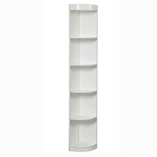 Furniture of America Maleena Contemporary Wood 5-Shelf Corner Bookcase in White