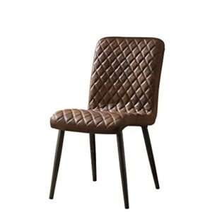 ACME Millertton Side Chair (Set-2) - 70423 - Vintage Chocolate Top Grain Leather & Antique Black