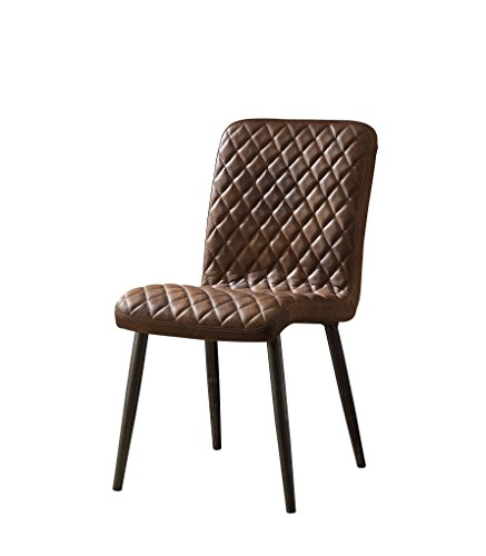 ACME Millertton Side Chair (Set-2) - 70423 - Vintage Chocolate Top Grain Leather & Antique Black