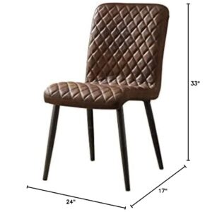 ACME Millertton Side Chair (Set-2) - 70423 - Vintage Chocolate Top Grain Leather & Antique Black