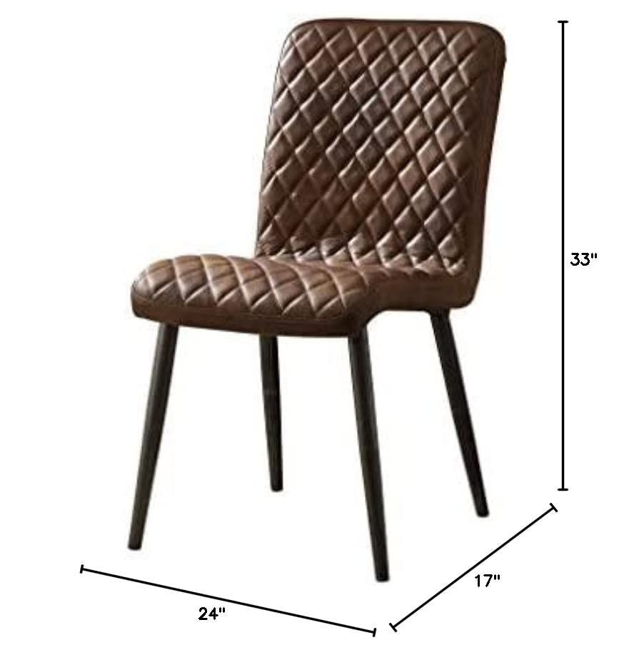 ACME Millertton Side Chair (Set-2) - 70423 - Vintage Chocolate Top Grain Leather & Antique Black