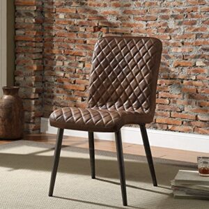 ACME Millertton Side Chair (Set-2) - 70423 - Vintage Chocolate Top Grain Leather & Antique Black