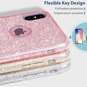 MATEPROX iPhone Xs/X Pink Glitter Bling Sparkle Case for Girls & Women - 5.8" Bumper, Shock-Absorbent