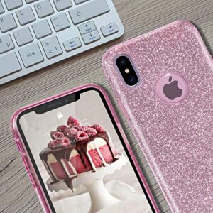 MATEPROX iPhone Xs/X Pink Glitter Bling Sparkle Case for Girls & Women - 5.8" Bumper, Shock-Absorbent