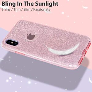 MATEPROX iPhone Xs/X Pink Glitter Bling Sparkle Case for Girls & Women - 5.8" Bumper, Shock-Absorbent