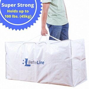 Extra Large Storage Bag - Heavy Duty 45x22x16 Inches Huge Tote Duffel with Max Load of 100 lbs. (45kg) - Tear-resistant & Water-resistant Polypropylene Woven Cloth, With Zippers