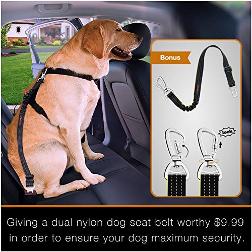 iBuddy Dog Car Seat Covers for Back Seat of Cars/Trucks/SUV, Waterproof Dog Car Hammock with Mesh Window, Side Flaps and Dog Seat Belt, Durable Anti-Scratch Nonslip Machine Washable Pet Car Seat Cover