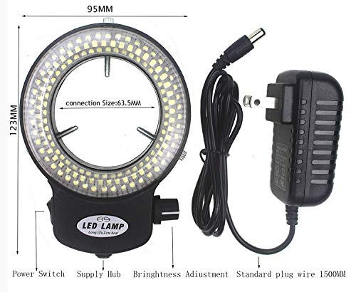 LED-144-ZK Black Adjustable 144 LED Ring Light Illuminator for Stereo Microscope (144 LED Ring Light)